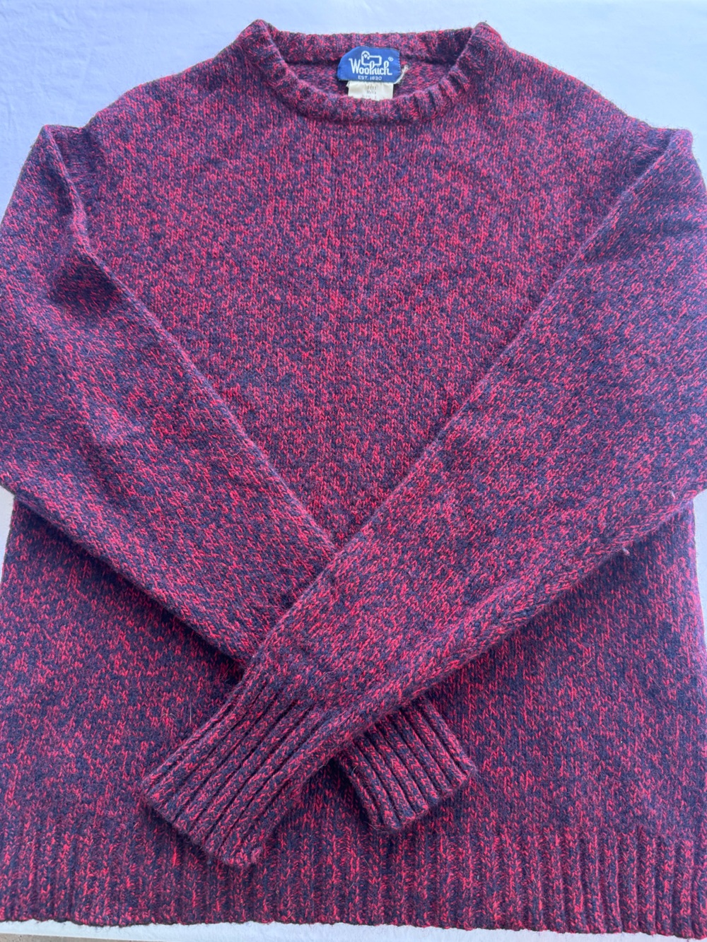 Woolrich Vtg Red and Blue Wool Knit Sweater sz L